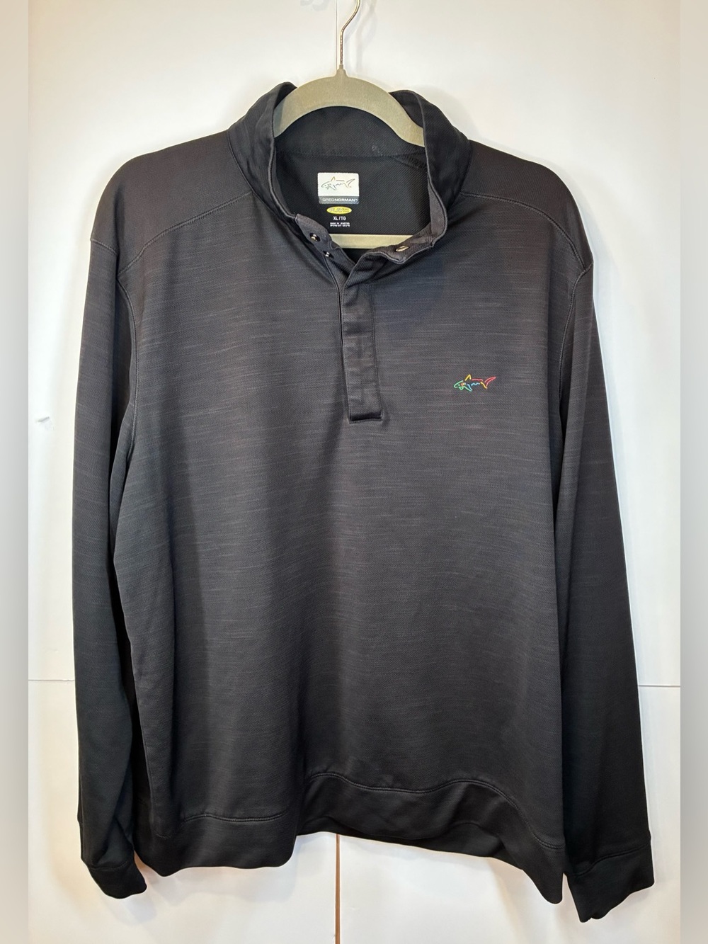 Greg Norman Black Pullover Men’s Size XL Mock Neck 1/4 Snap Closure